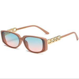 Nude Square Gold Chain Sunglasses